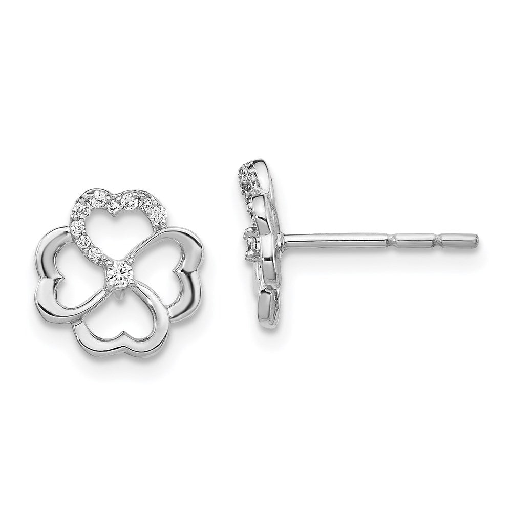 14k White Gold Real Diamond Fancy Clover Earrings EM3982-010-WA