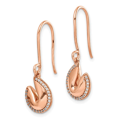 Solid 14k White Gold Simulated CZ Fortune CooKie Earrings