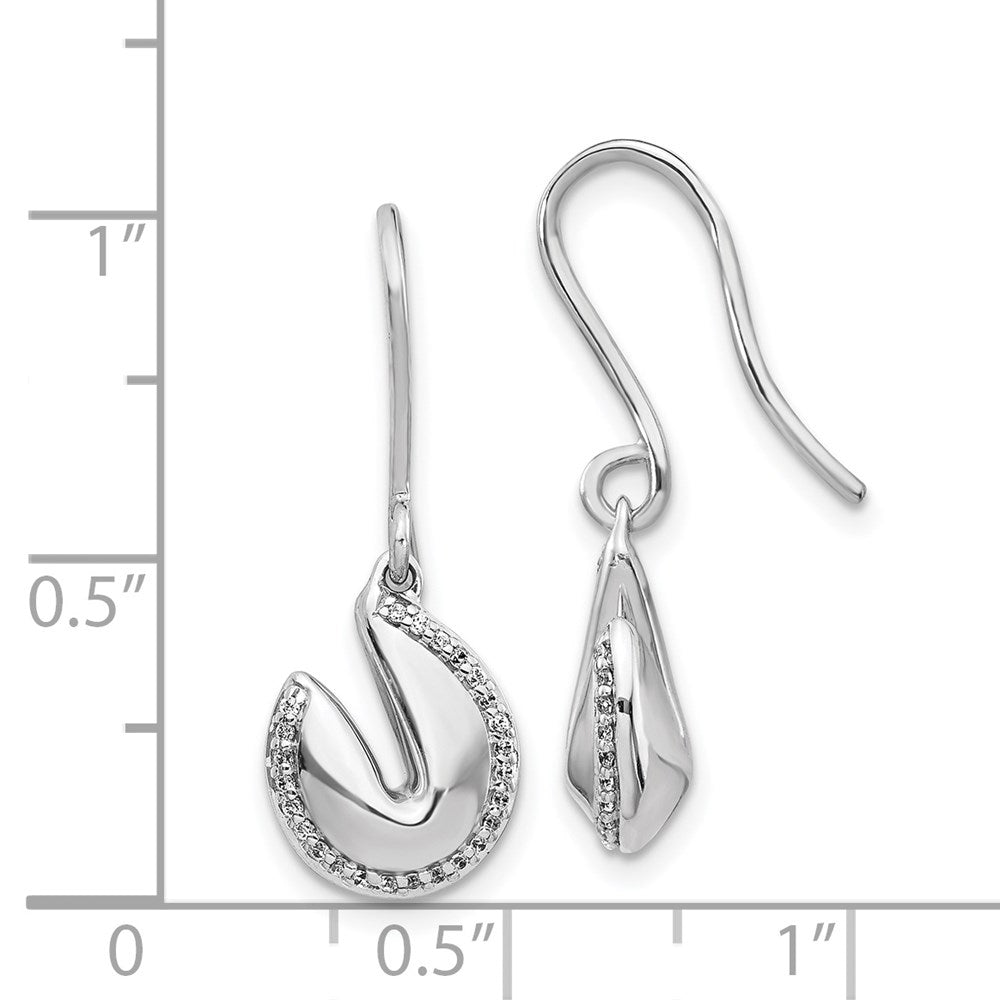 Solid 14k White Gold Simulated CZ Fortune CooKie Earrings