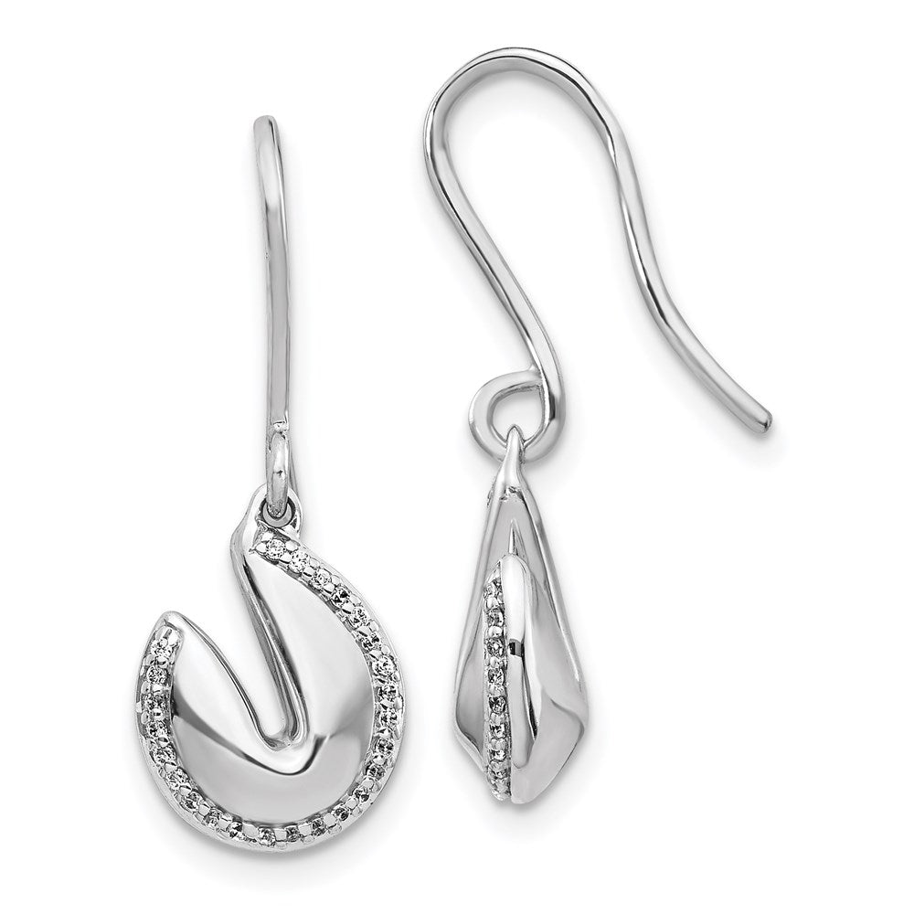 14k White Gold Real Diamond Fortune Cookie Earrings EM3998-015-WA