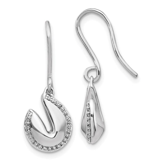 14k White Gold Real Diamond Fortune Cookie Earrings EM3998-015-WA