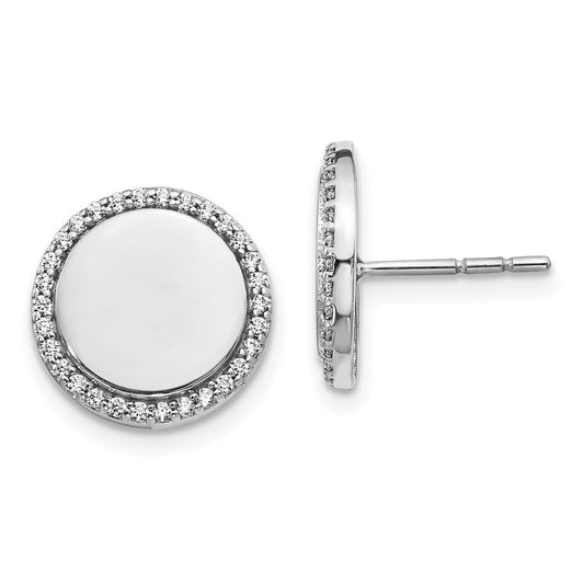 14k White Gold Real Diamond Fancy Circle Earrings EM3999-030-WA