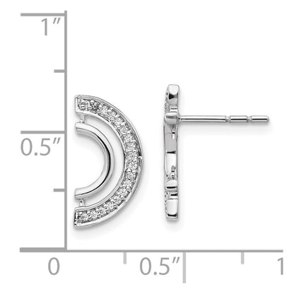 Solid 14k White Gold Simulated CZ Fancy Curved Earrings