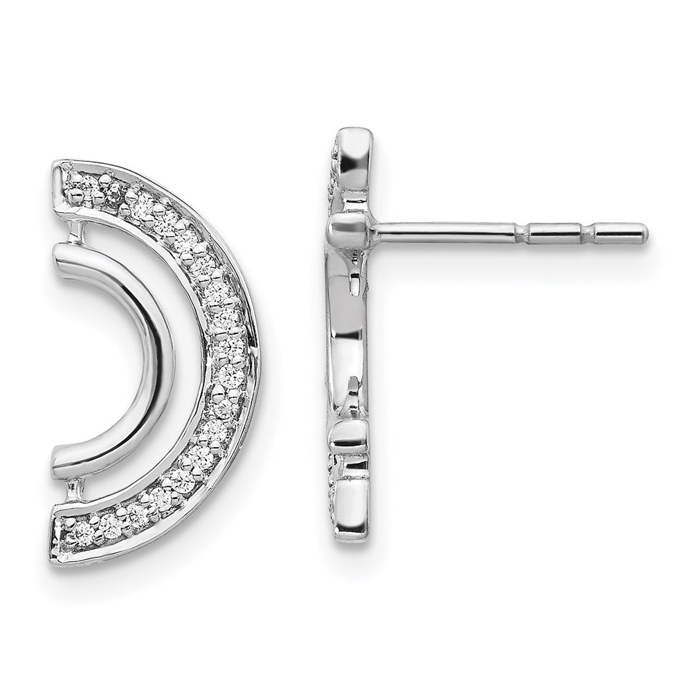 14k White Gold Real Diamond Fancy Curved Earrings EM4003-012-WA