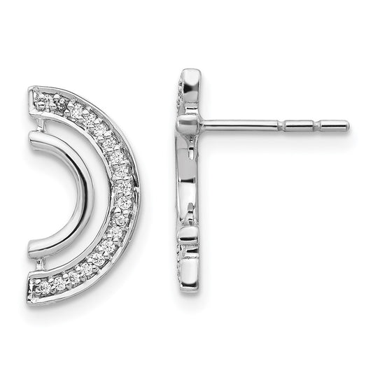 Solid 14k White Gold Simulated CZ Fancy Curved Earrings