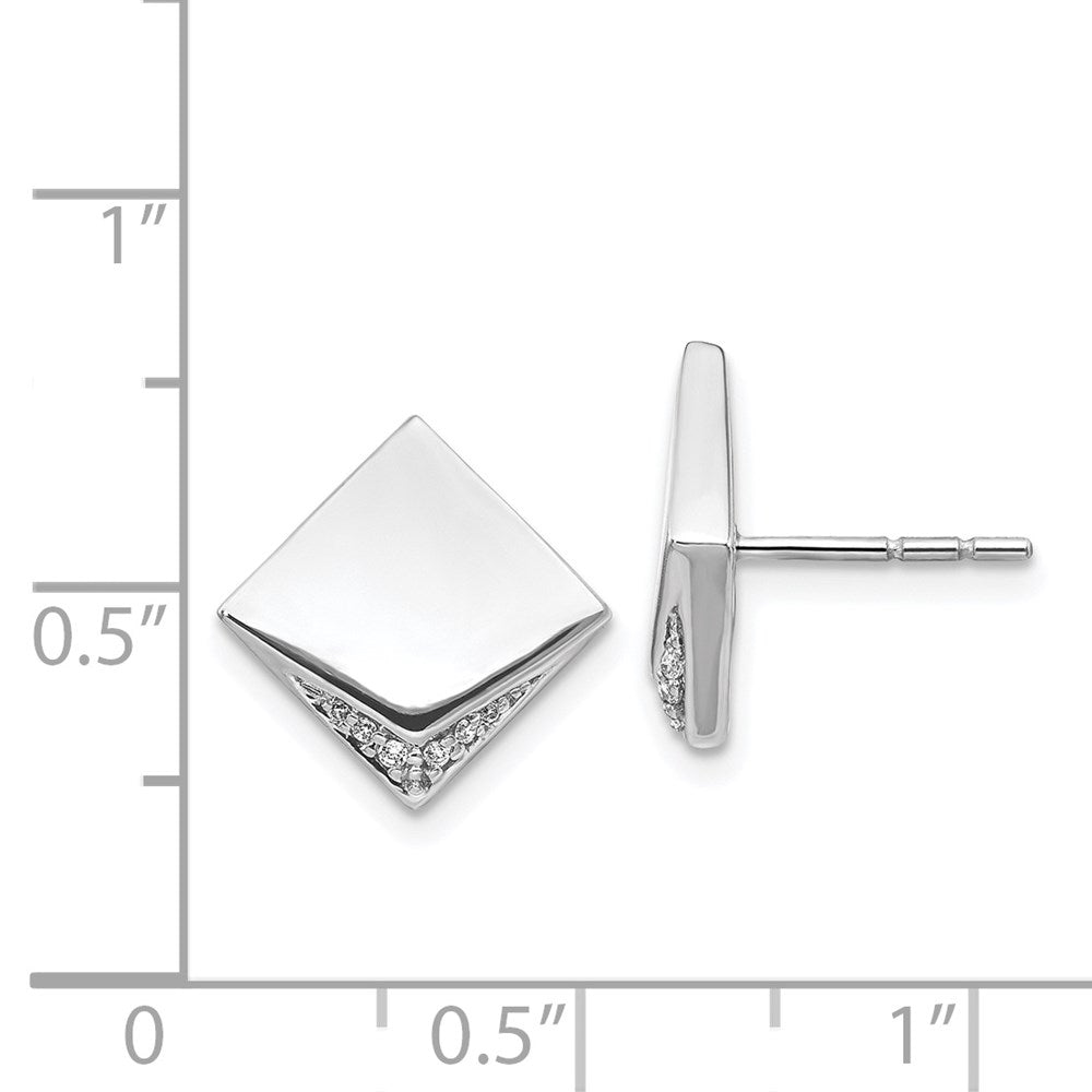Solid 14k White Gold Simulated CZ Fancy Square Earrings