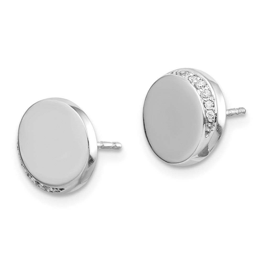 Solid 14k White Gold Simulated CZ Fancy Circle Earrings