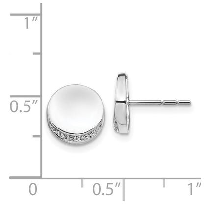 Solid 14k White Gold Simulated CZ Fancy Circle Earrings