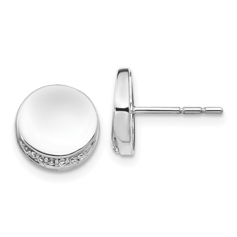 Solid 14k White Gold Simulated CZ Fancy Circle Earrings