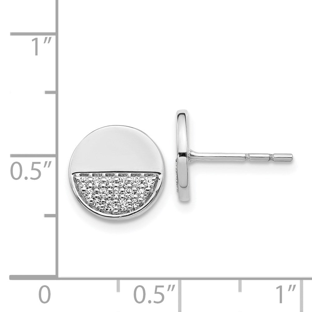 Solid 14k White Gold Simulated CZ Fancy Circle Earrings