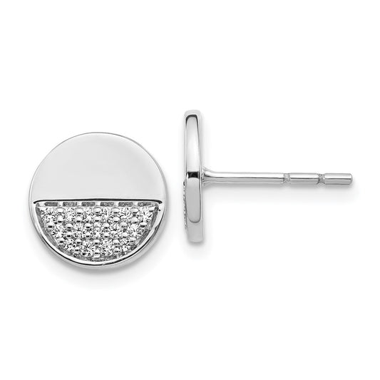 Solid 14k White Gold Simulated CZ Fancy Circle Earrings