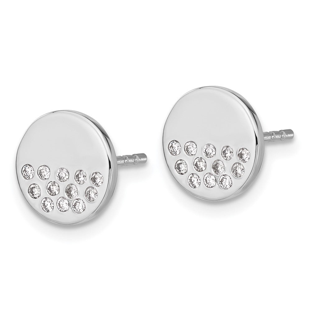 Solid 14k White Gold Simulated CZ Fancy Circle Earrings