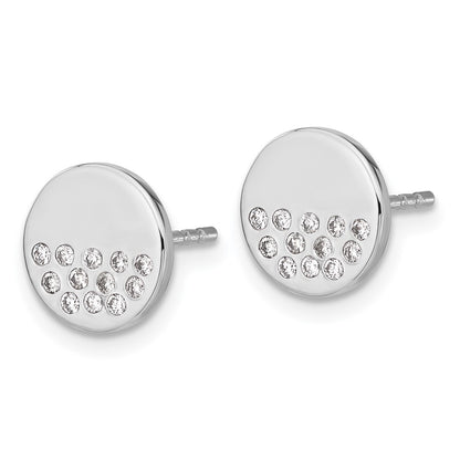 Solid 14k White Gold Simulated CZ Fancy Circle Earrings