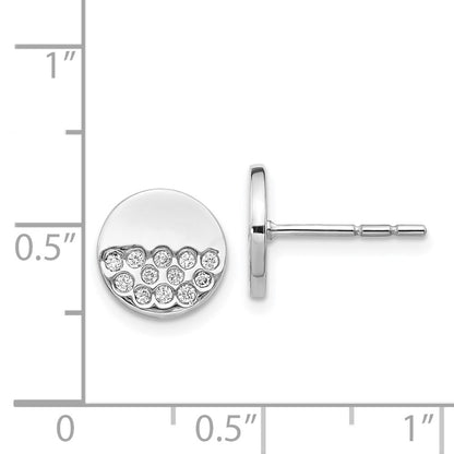 Solid 14k White Gold Simulated CZ Fancy Circle Earrings