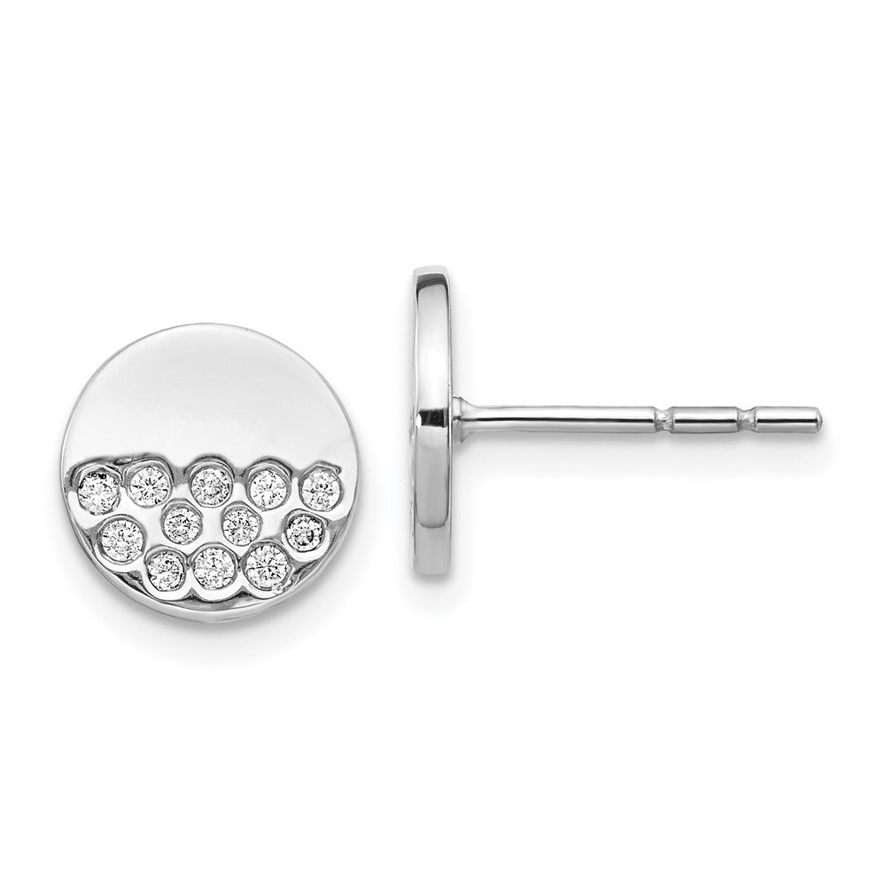 Solid 14k White Gold Simulated CZ Fancy Circle Earrings