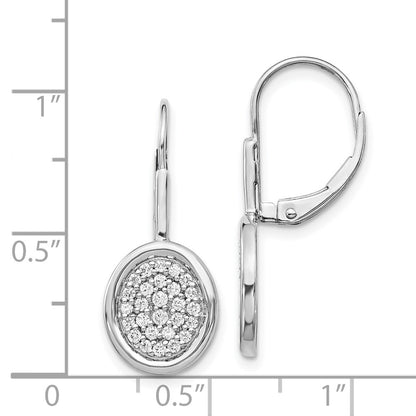 Solid 14k White Gold Simulated CZ Fancy Oval LeverbacK Earrings