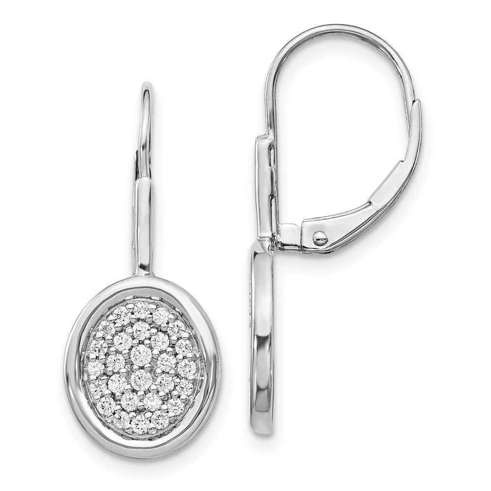 14k White Gold Real Diamond Fancy Oval Leverback Earrings EM4010-050-WA