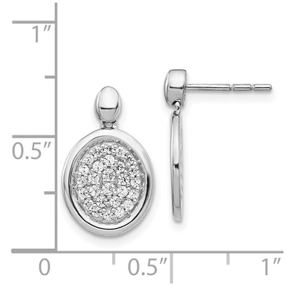 Solid 14k White Gold Simulated CZ Fancy Oval Post Earrings