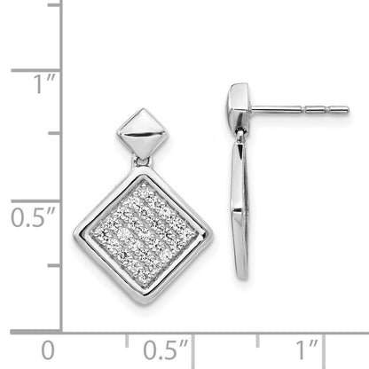 Solid 14k White Gold Simulated CZ Fancy Square Post Earrings