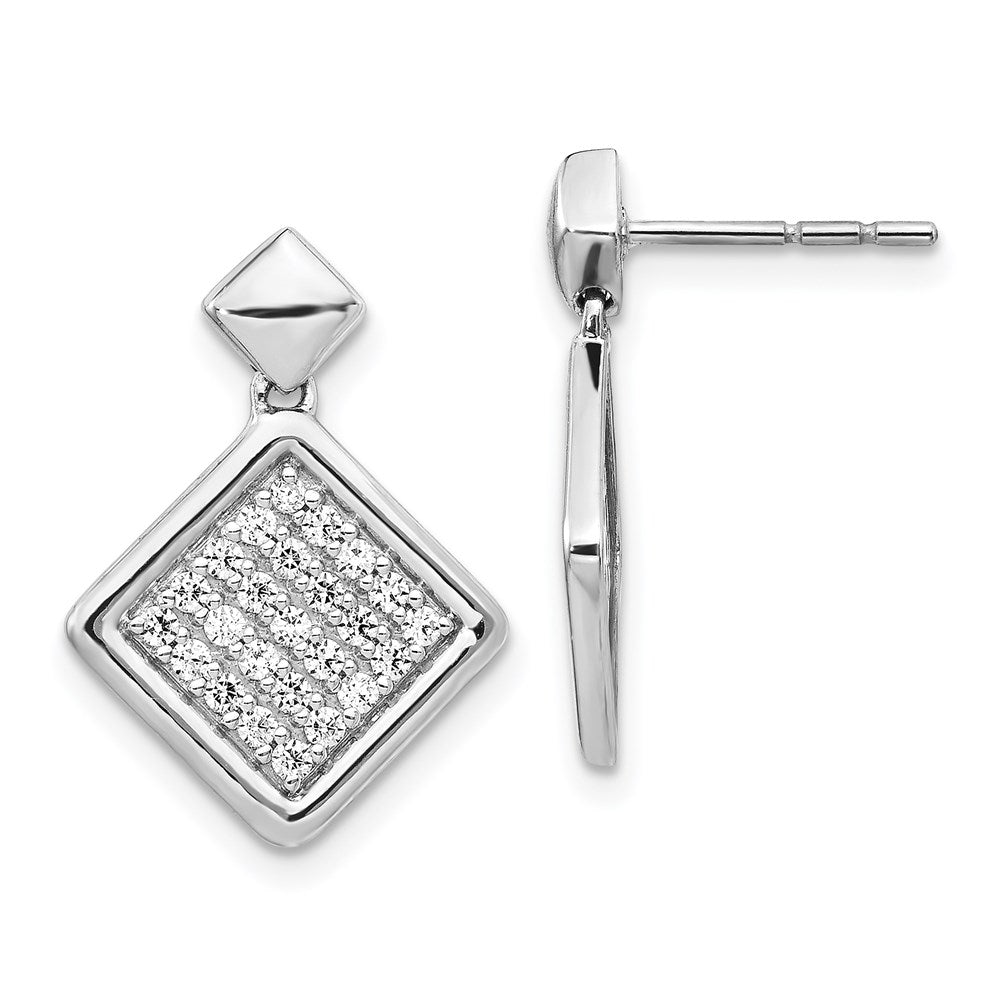 14k White Gold Real Diamond Fancy Square Post Earrings EM4013-050-WA
