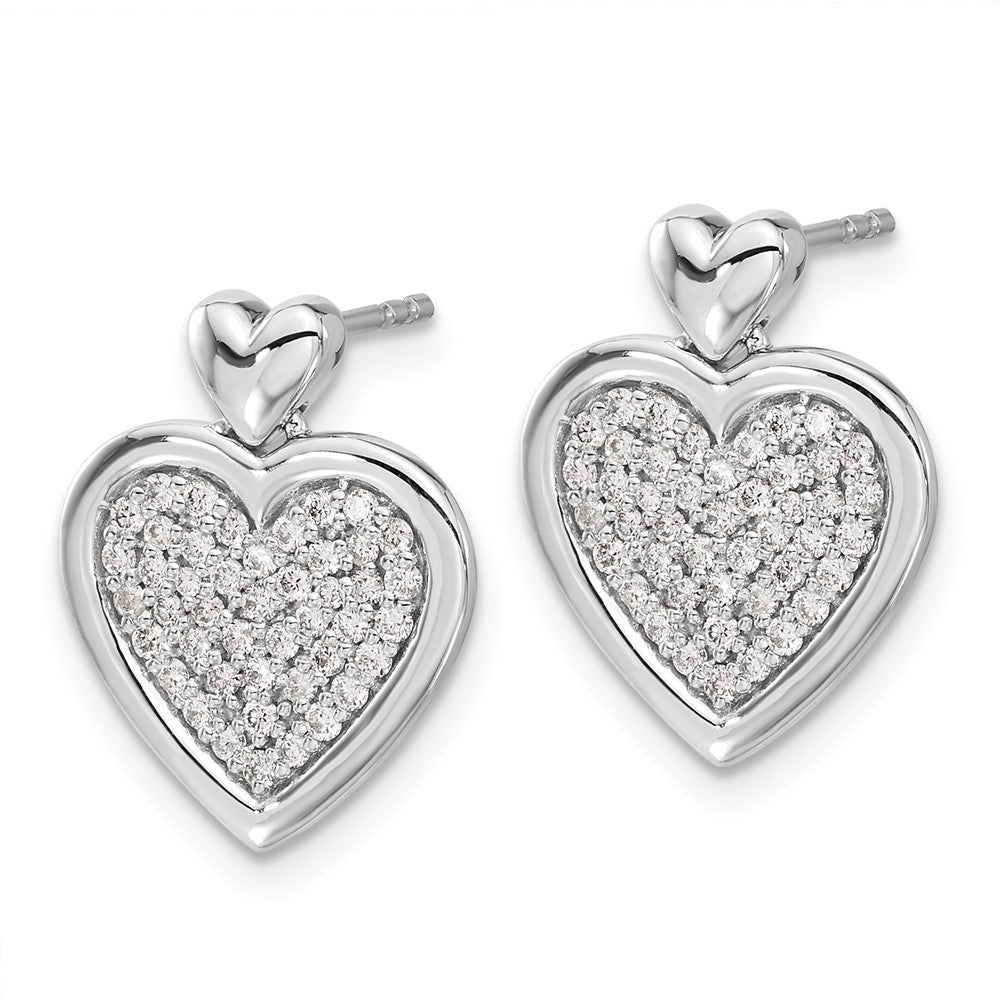 Solid 14k White Gold Simulated CZ Fancy Heart Post Earrings