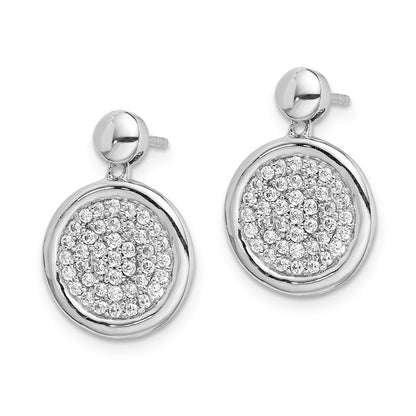 Solid 14k White Gold Simulated CZ Fancy Circle Post Earrings