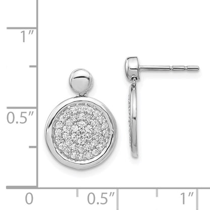Solid 14k White Gold Simulated CZ Fancy Circle Post Earrings