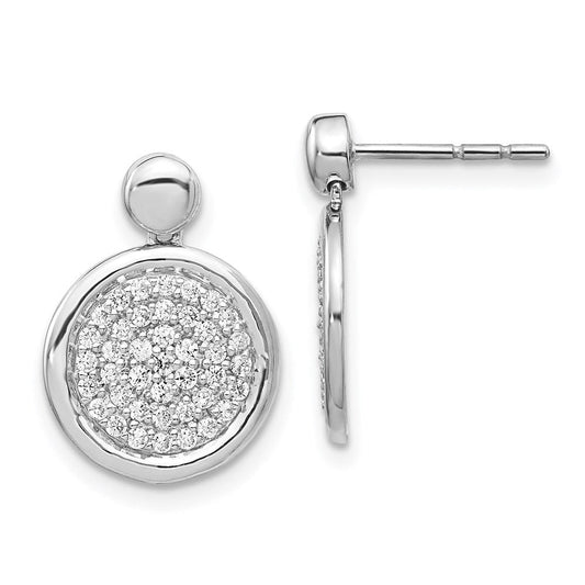 14k White Gold Real Diamond Fancy Circle Post Earrings EM4017-050-WA