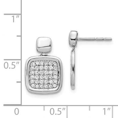 Solid 14k White Gold Simulated CZ Fancy Square Post Earrings