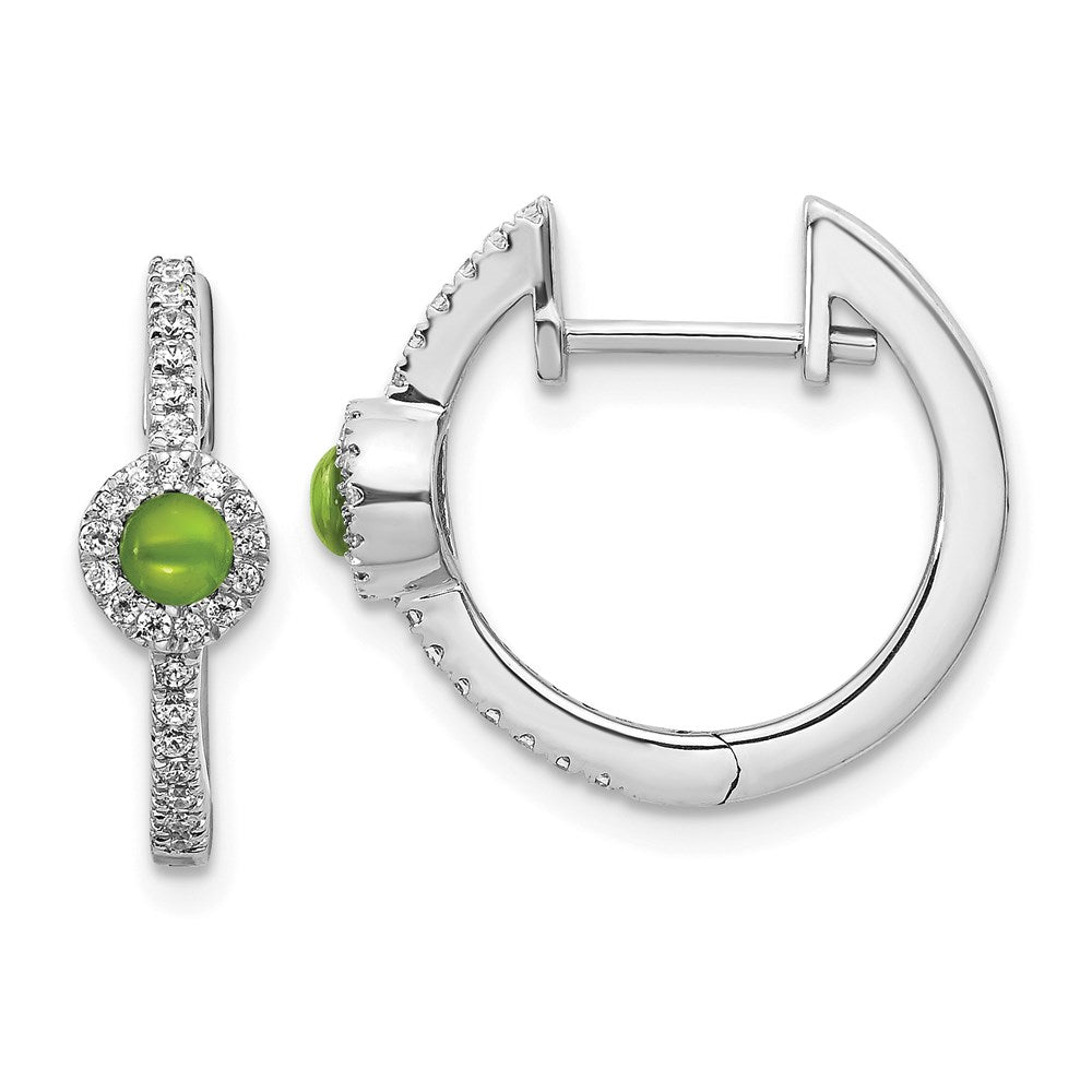 14k White Gold Real Diamond and Cabochon Peridot Earrings EM4031-PE-020-WA