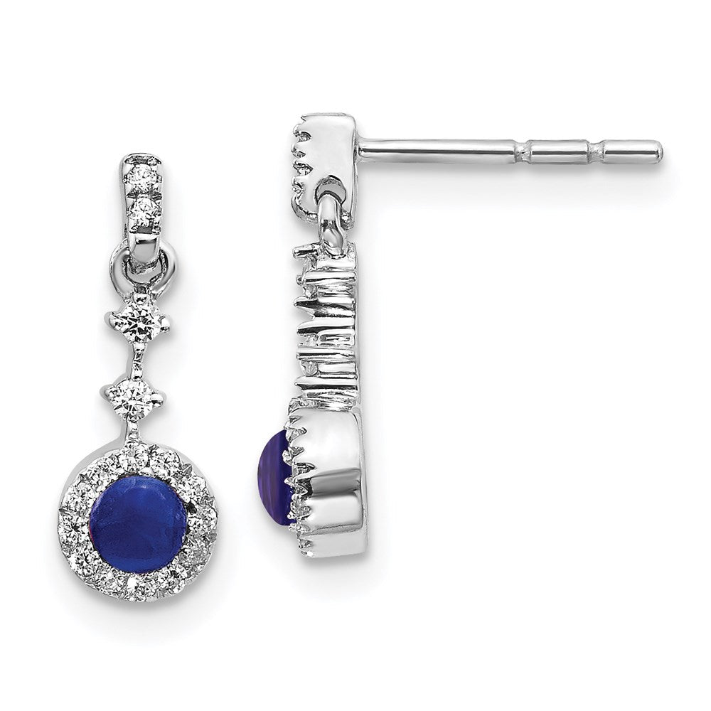14k White Gold Real Diamond and Cabochon Sapphire Earrings EM4037-SA-016-WA