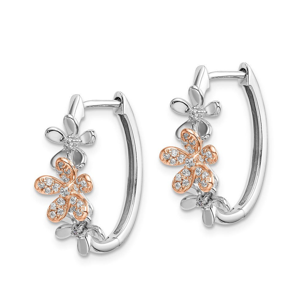 Solid 14k Two-tone Rose & White Gold Simulated CZ Earrings
