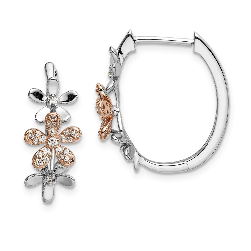 14k Yellow Gold Rose & White Gold Real Diamond Earrings EM4040-025-RWA