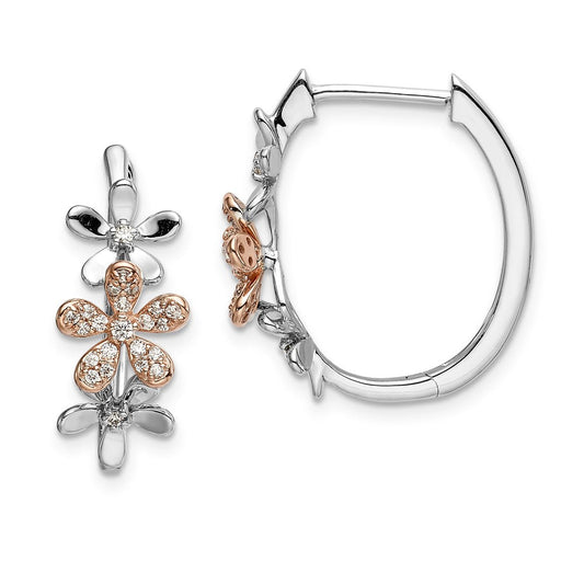 14k Yellow Gold Rose & White Gold Real Diamond Earrings EM4040-025-RWA