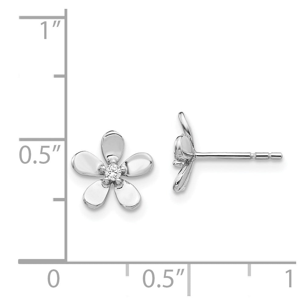 Solid 14k White Gold Simulated CZ Earrings