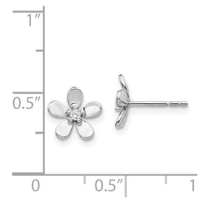 Solid 14k White Gold Simulated CZ Earrings