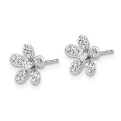 Solid 14k White Gold Simulated CZ Earrings