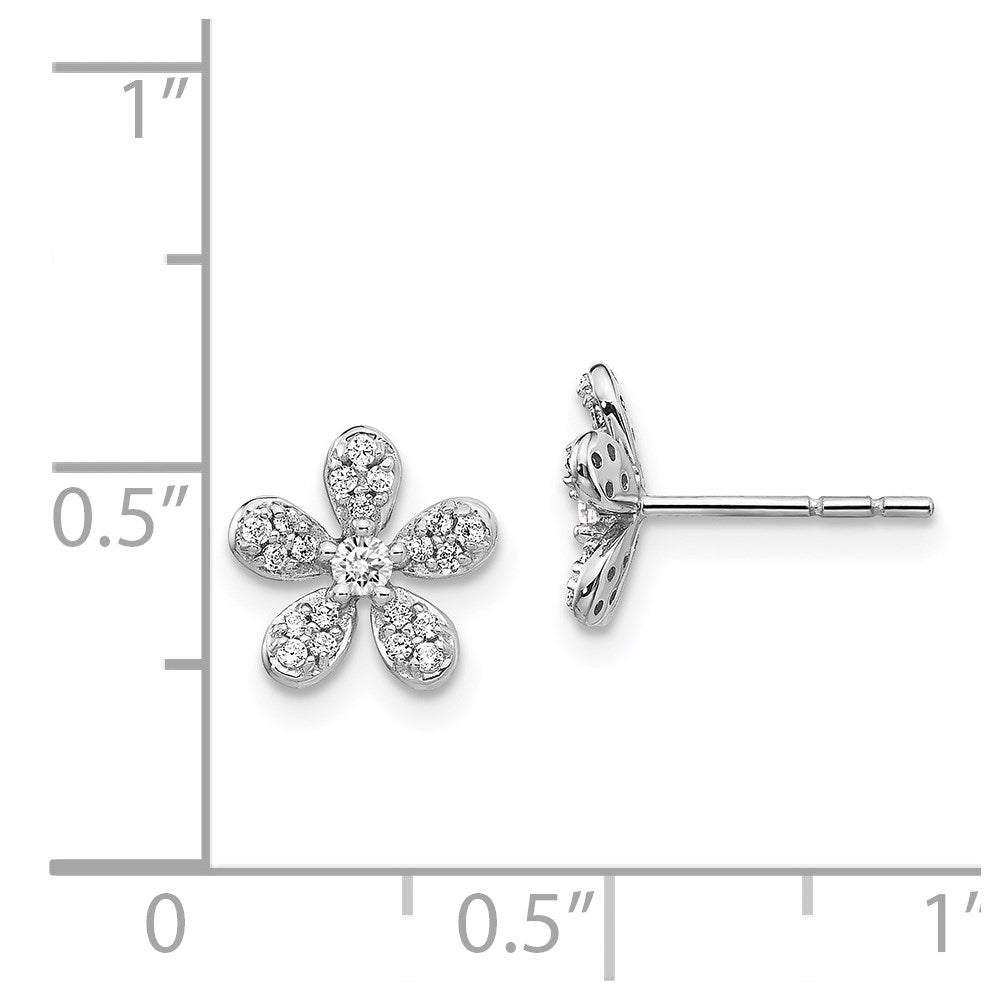 Solid 14k White Gold Simulated CZ Earrings