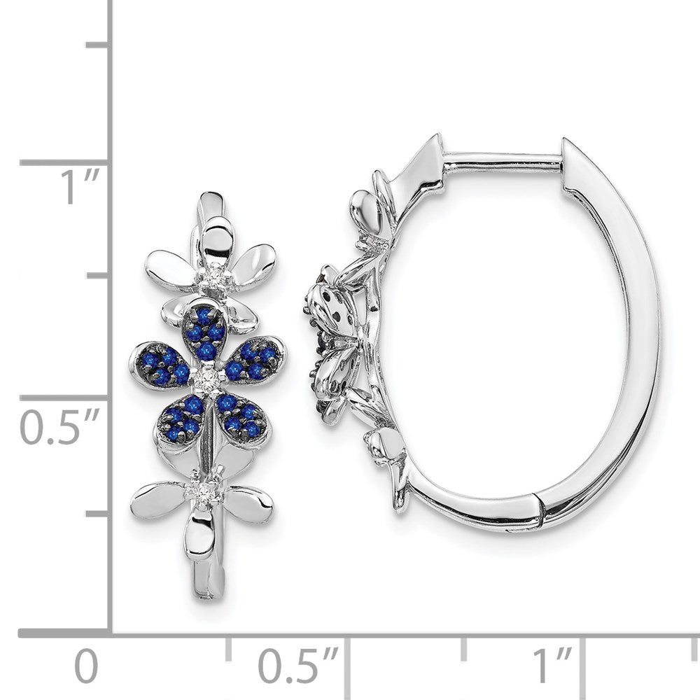 Solid 14k White Gold Simulated CZ and Sapphire Earrings