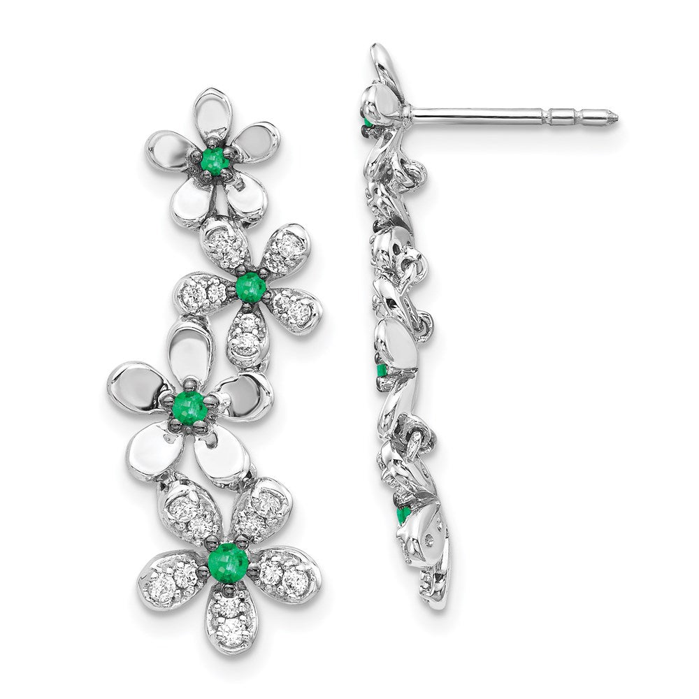 14k White Gold Real Diamond & Emerald Earrings EM4045-EM-033-WA
