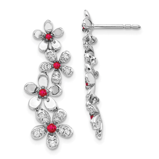 14k White Gold Real Diamond & Ruby Earrings EM4045-RU-033-WA
