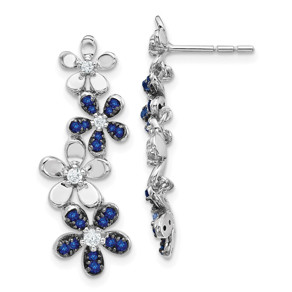 14k White Gold Real Diamond and Sapphire Earrings EM4045-SA-016-WA
