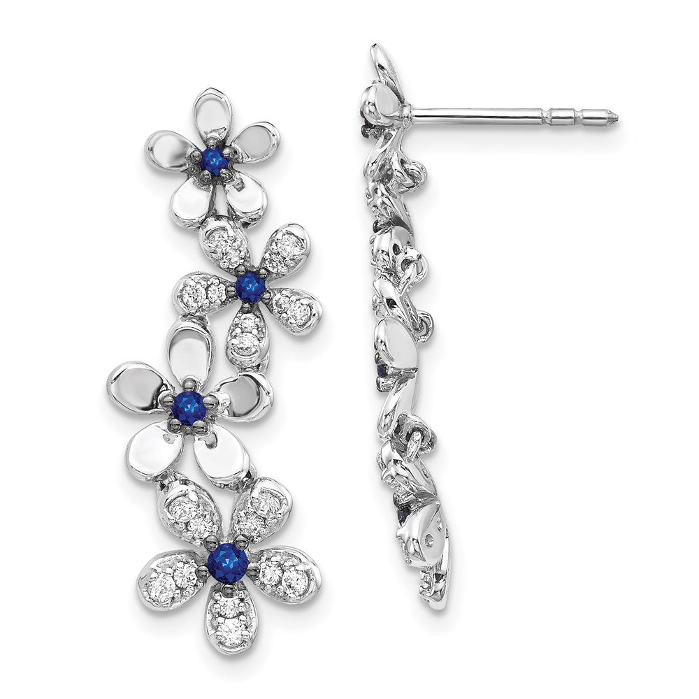 14k White Gold Real Diamond & Sapphire Earrings EM4045-SA-033-WA