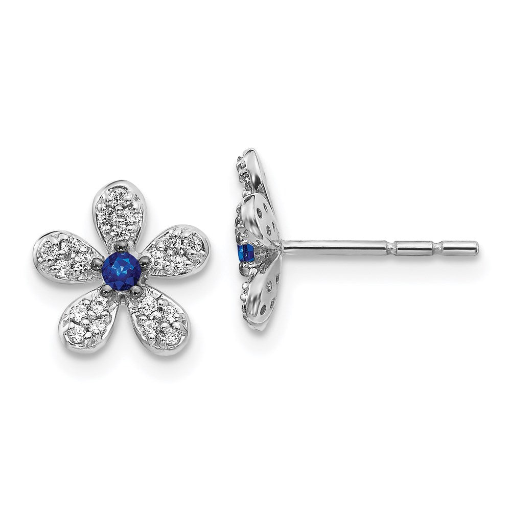 14k White Gold Real Diamond and Sapphire Earrings EM4046-SA-016-WA