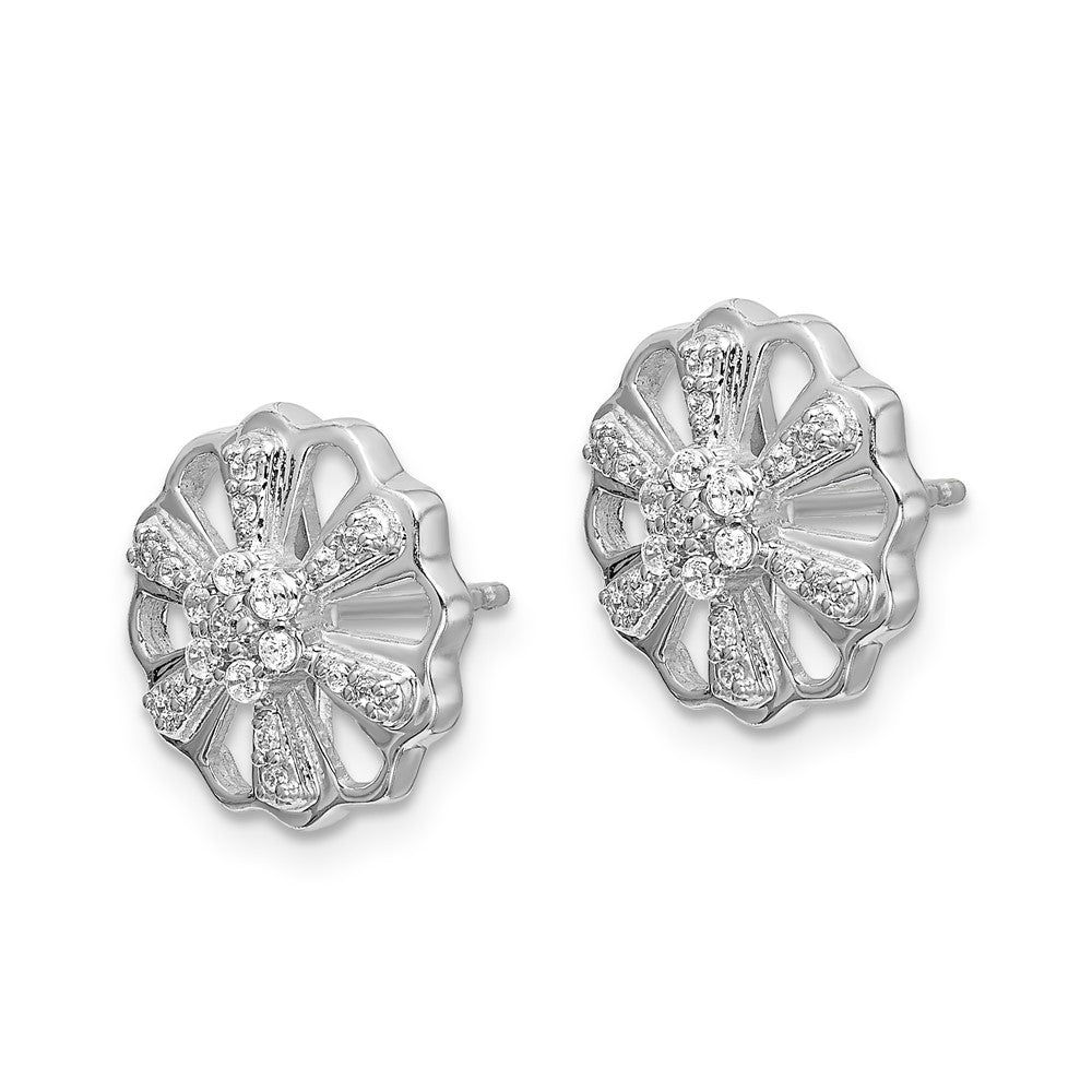 Solid 14k White Gold Simulated CZ Earrings