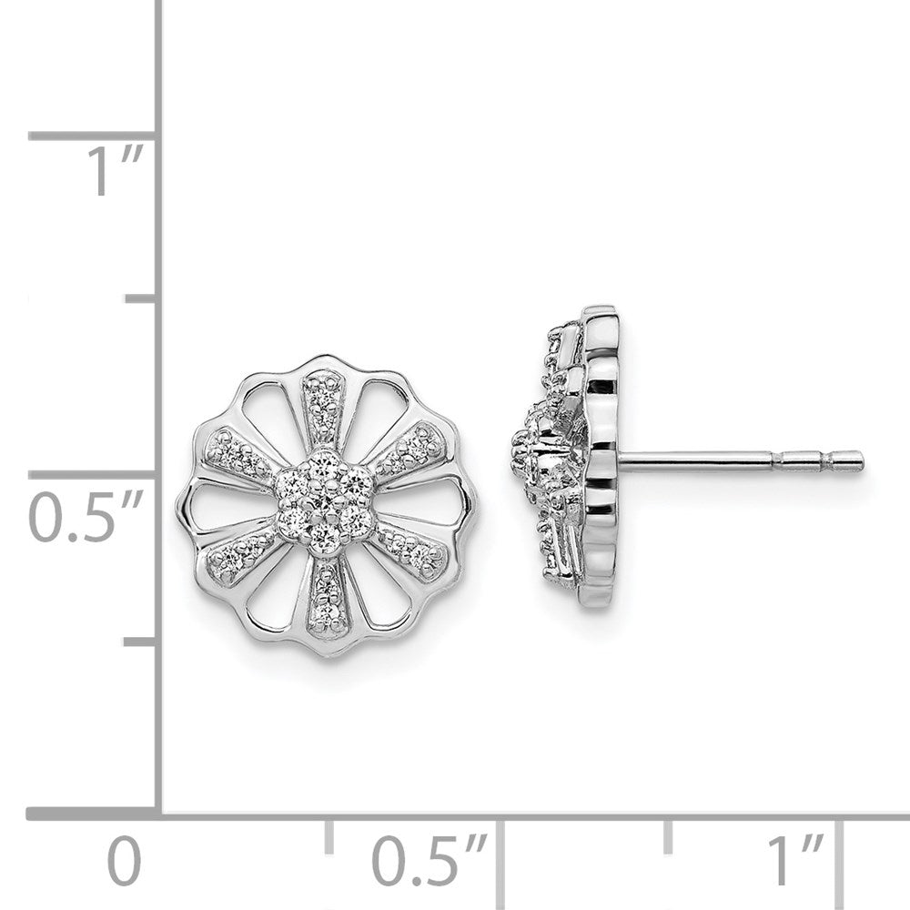 Solid 14k White Gold Simulated CZ Earrings