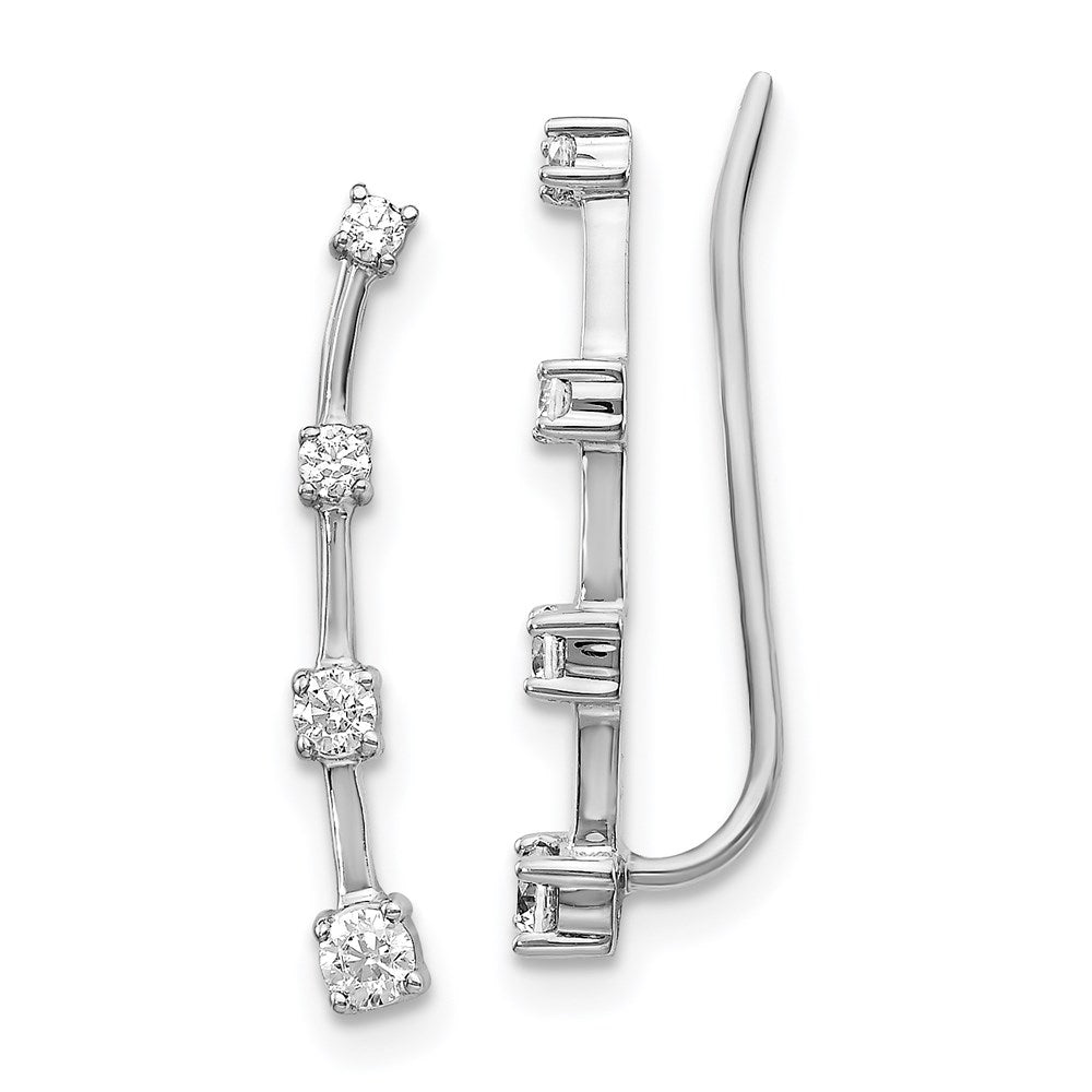 14k White Gold Real Diamond Graduated 4-stone Ear Climber Earrings EM4148-030-WA