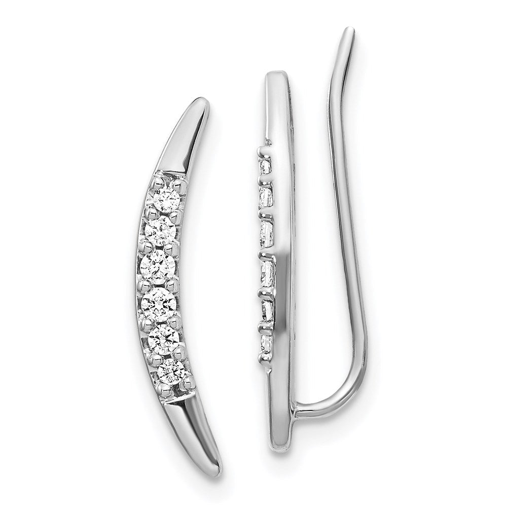 14k White Gold Real Diamond Ear Climber Earrings EM4150-025-WA