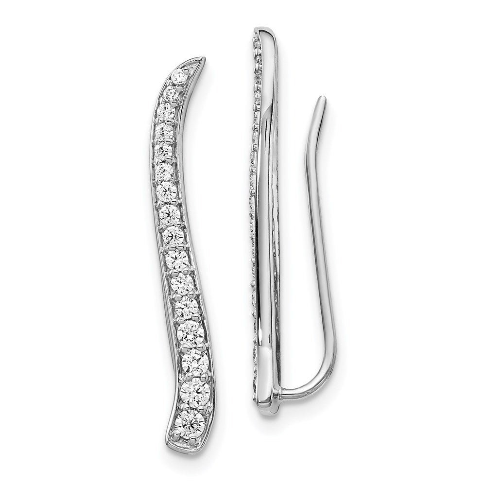 14k White Gold Real Diamond Ear Climber Earrings EM4151-050-WA