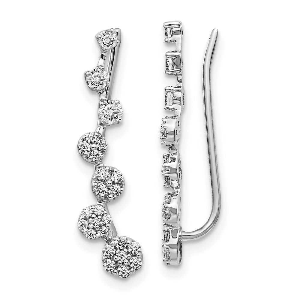 14k White Gold Real Diamond Ear Climber Earrings EM4154-050-WA